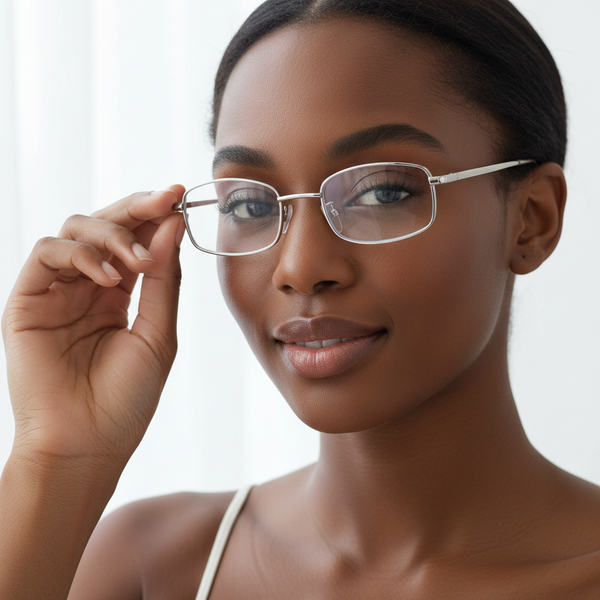 BG Rectangle Glasses 90s Metal Gold Silver for Women