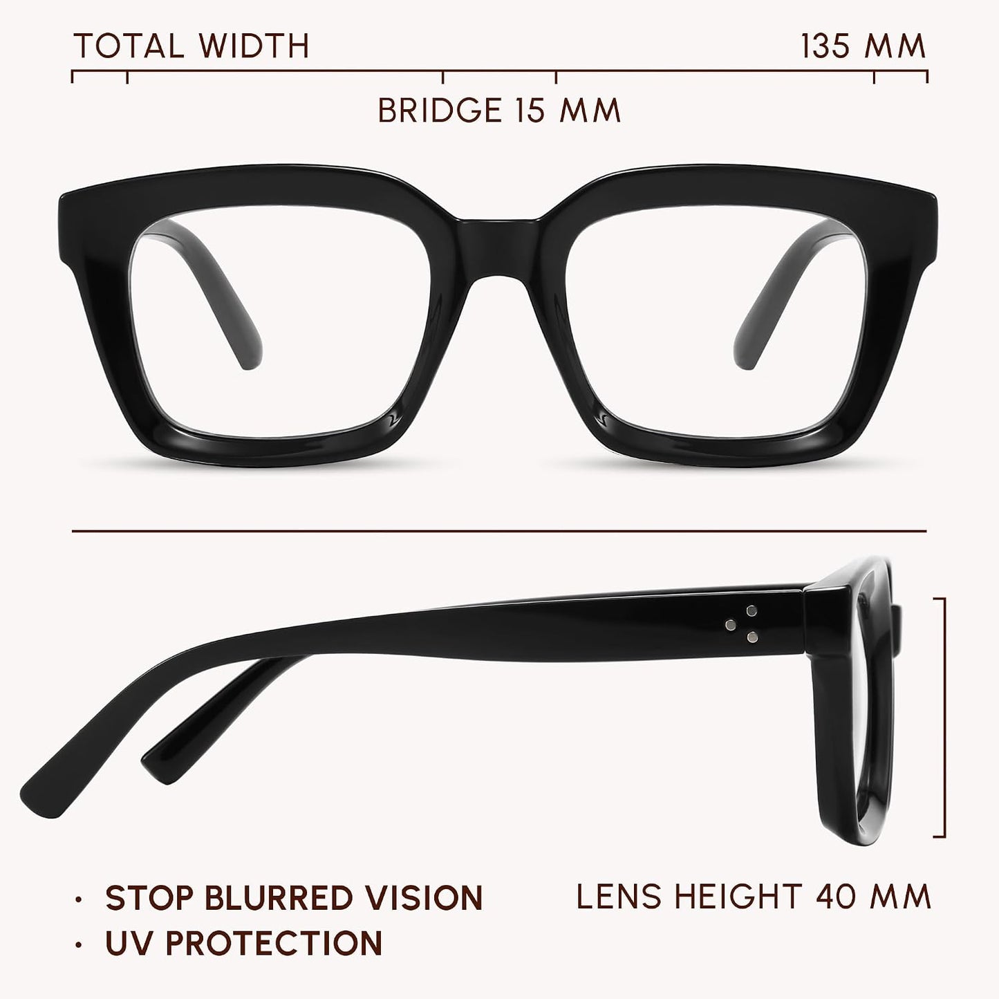 BG Havana Square Glasses Black