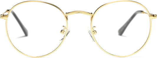 Gafas redondas clásicas de metal con lentes transparentes BG para mujer y hombre