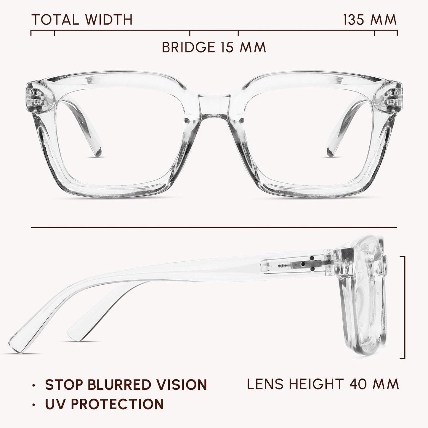 Gafas cuadradas BG Havana transparentes