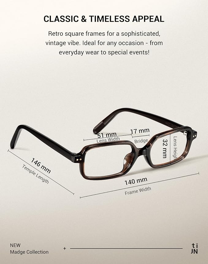 BG Retro Square Oval TR90 Lightweight for Women